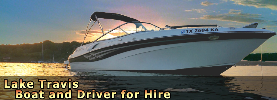 Boat and drvier for hire swimming holes and coves on lake travis tx